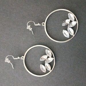 Silver Hoop Crystal Earrings